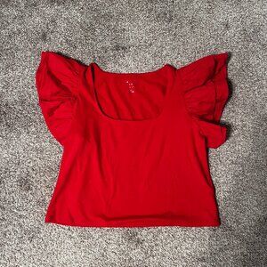 Cropped Flare Sleeve Top